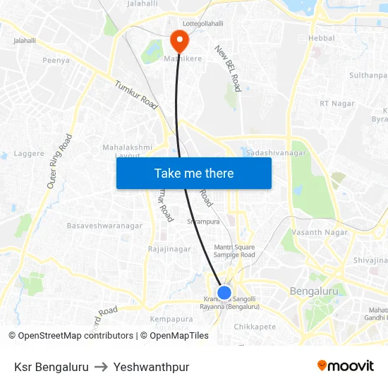 केएसआर बेंगलुरु to येशवंतपुर map