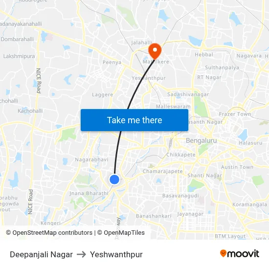 Deepanjali Nagar to Yeshwanthpur map