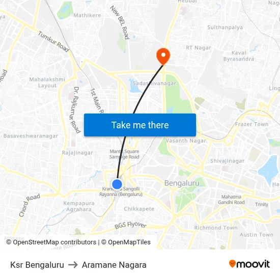 Ksr Bengaluru to Aramane Nagara map