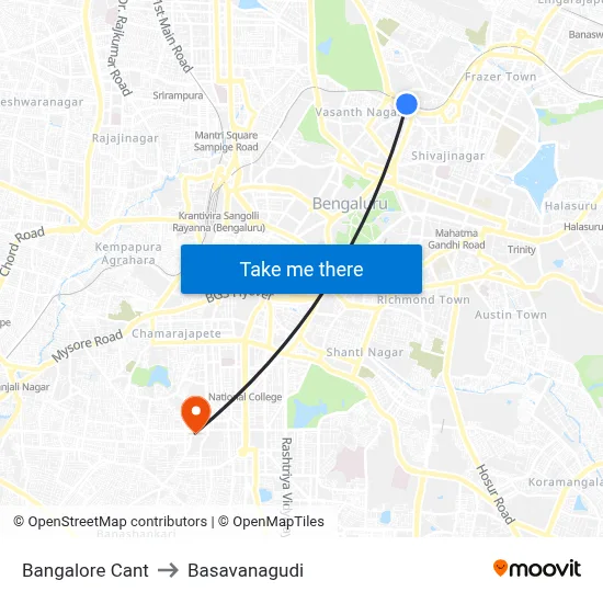 Bangalore Cant to Basavanagudi map