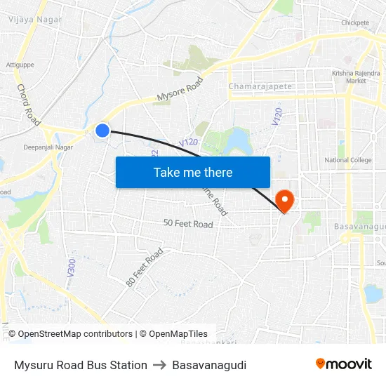 Mysuru Road Bus Station to Basavanagudi map