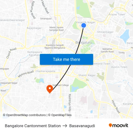 Bangalore Cantonment Station to Basavanagudi map
