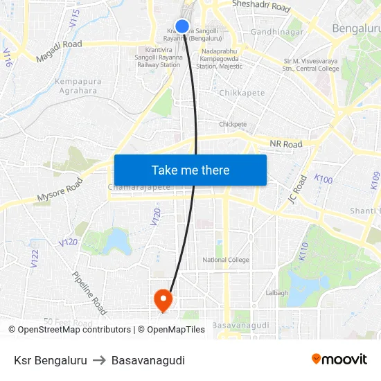 Ksr Bengaluru to Basavanagudi map