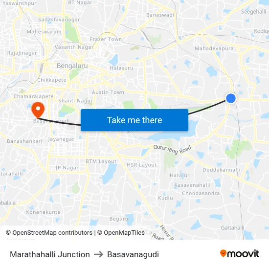 Marathahalli Junction to Basavanagudi map