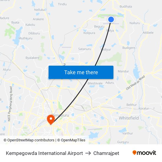 Kempegowda International Airport to Chamrajpet map