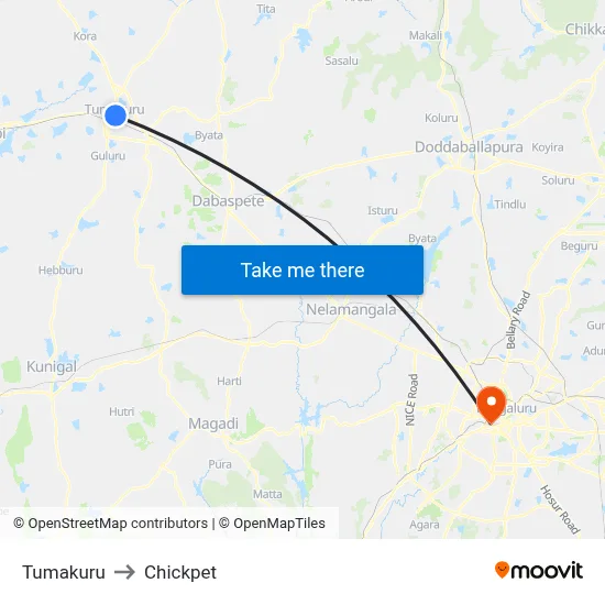 Tumakuru to Chickpet map