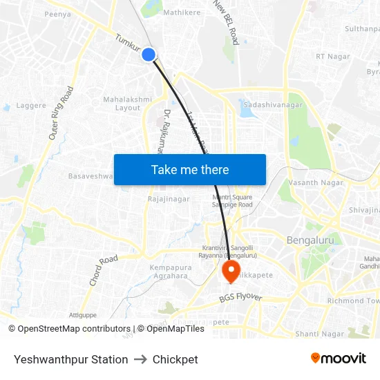 Yeshwanthpur Station to Chickpet map