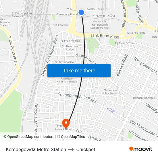Kempegowda Metro Station to Chickpet map