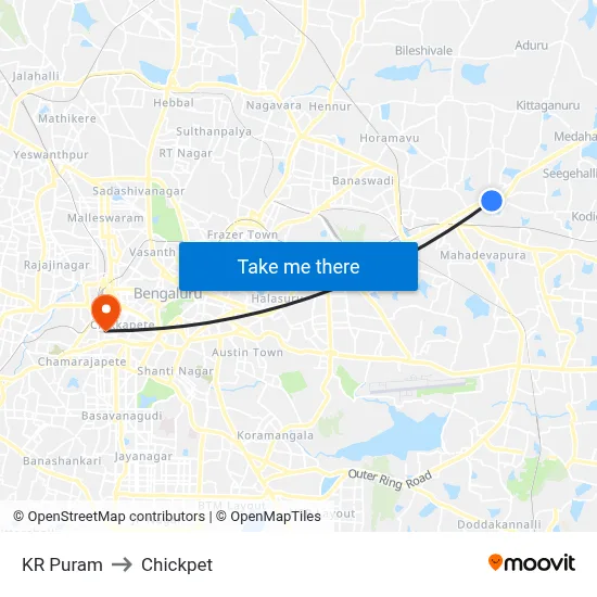 KR Puram to Chickpet map