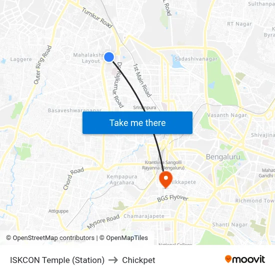 ISKCON Temple (Station) to चिकपेट map