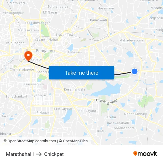 Marathahalli to Chickpet map