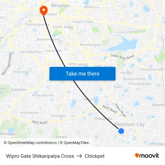 Wipro Gate Shikaripalya Cross to Chickpet map