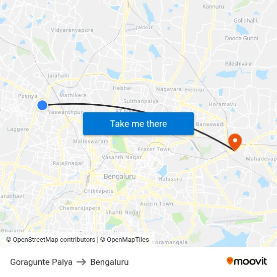 Goragunte Palya to Bengaluru map