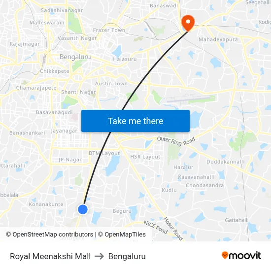 Royal Meenakshi Mall to Bengaluru map