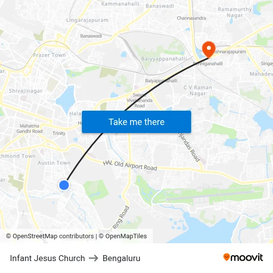 Infant Jesus Church to Bengaluru map