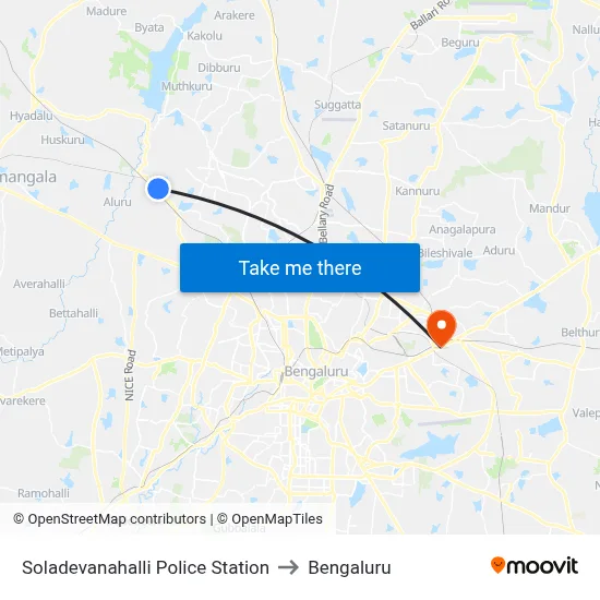Soladevanahalli Police Station to Bengaluru map