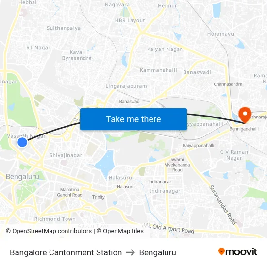 Bangalore Cantonment Station to Bengaluru map