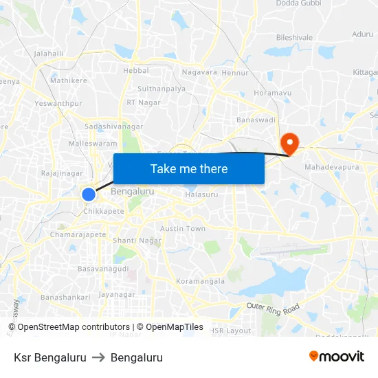 Ksr Bengaluru to Bengaluru map