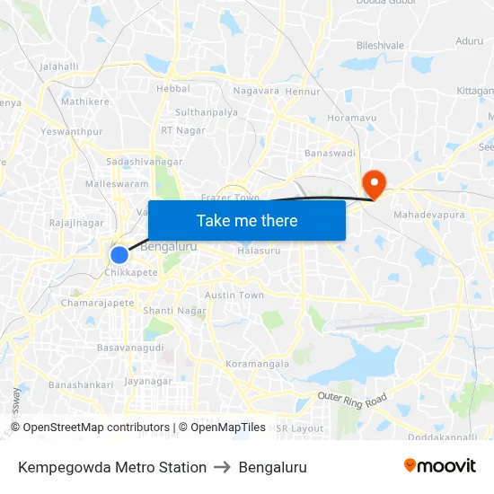 Kempegowda Metro Station to Bengaluru map