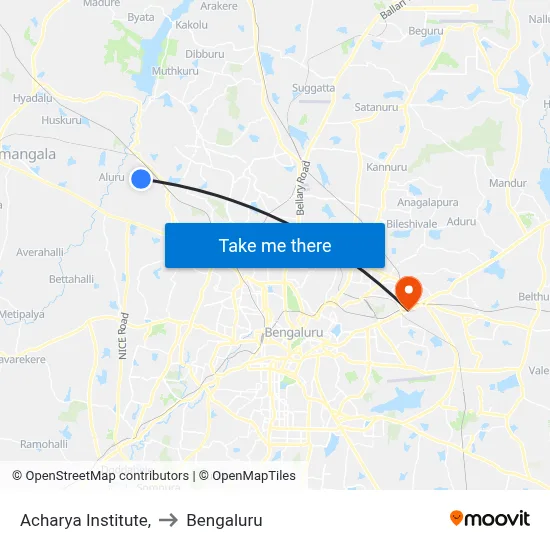 Acharya Institute, to Bengaluru map