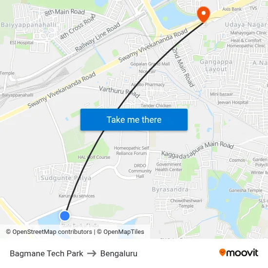 Bagmane Tech Park to Bengaluru map
