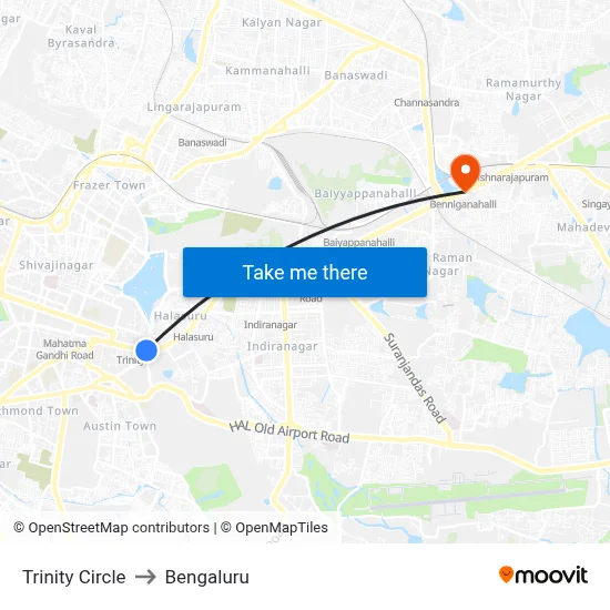 ट्रिनिटी सर्कल to बेंगलुरु map