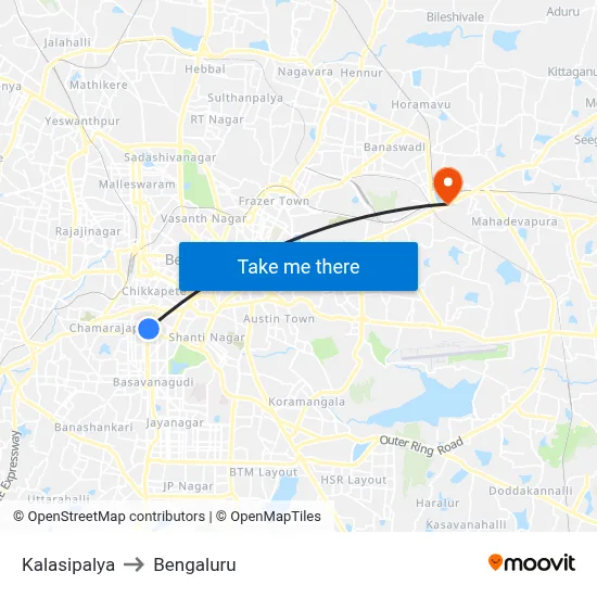 Kalasipalya to Bengaluru map