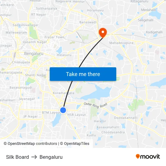 Silk Board to Bengaluru map