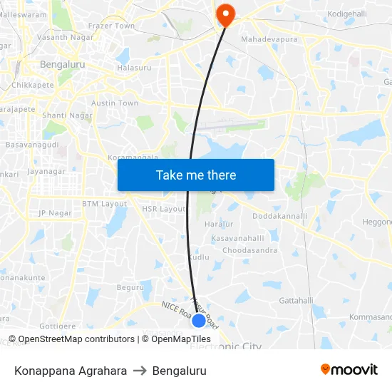 Konappana Agrahara to Bengaluru map