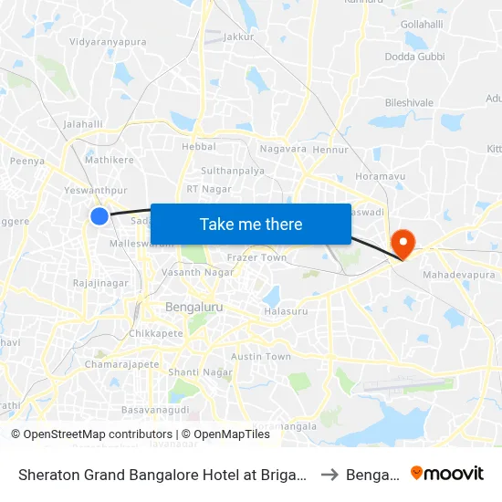 Sheraton Grand Bangalore Hotel at Brigade Gateway to Bengaluru map
