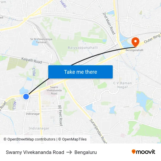 Swamy Vivekananda Road to Bengaluru map