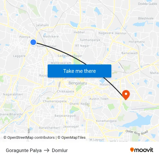 गोरागुंटे पल्या to डोमलूर map
