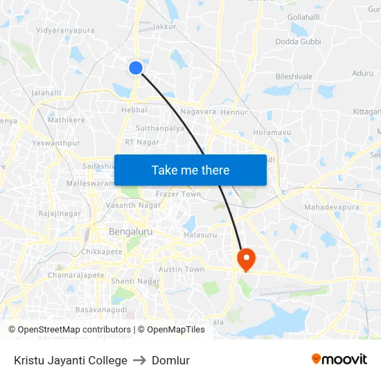 Kristu Jayanti College to Domlur map