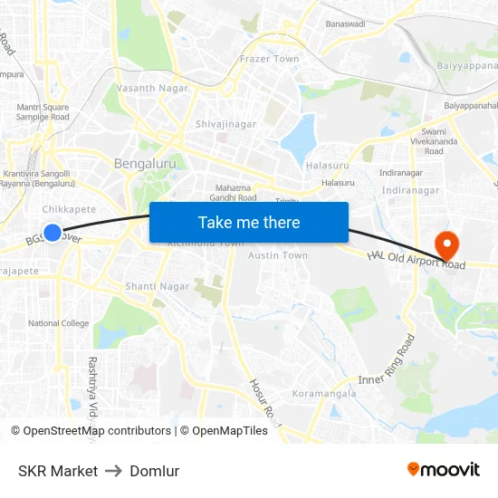 SKR Market to Domlur map