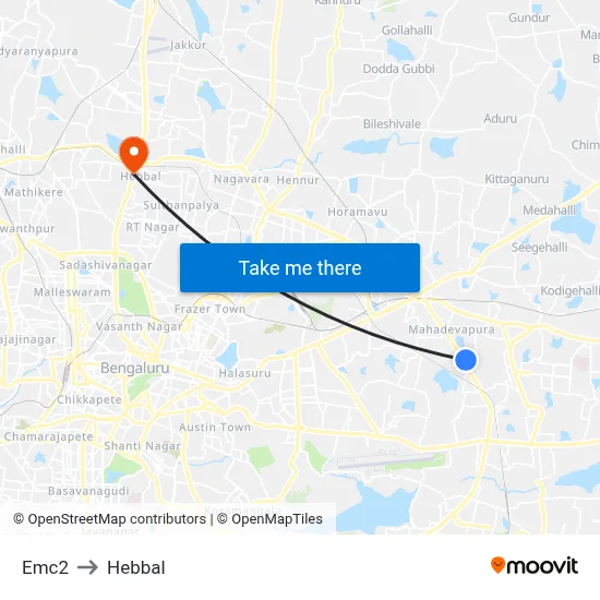 Emc2 to Hebbal map
