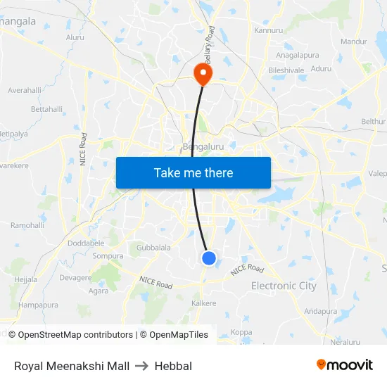 रॉयल मीनाक्षी मॉल to हेब्बाल map