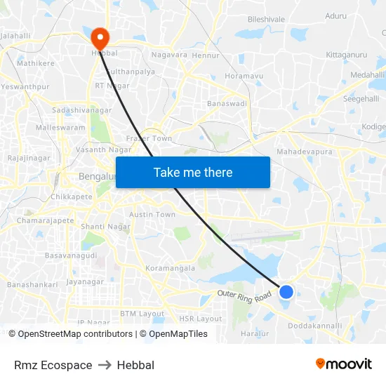 आरएमजेड इकोस्पेस to हेब्बाल map