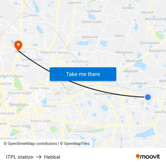 ITPL station to Hebbal map
