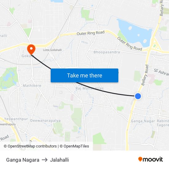 Ganga Nagara to Jalahalli map