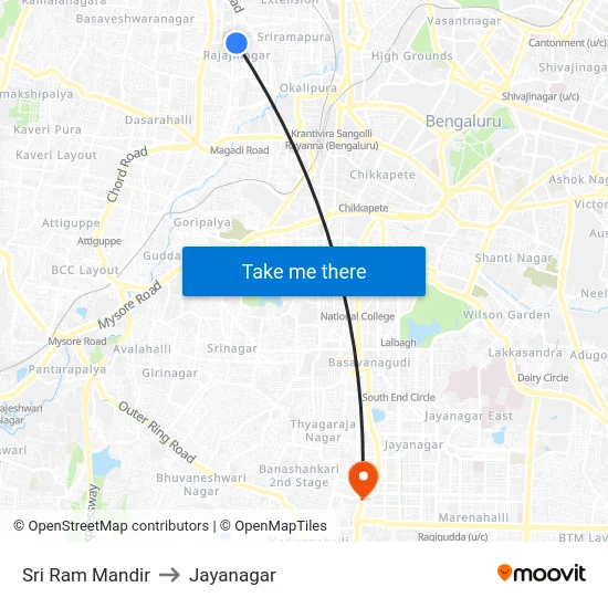 Sri Ram Mandir to Jayanagar map