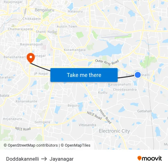 Doddakannelli to Jayanagar map