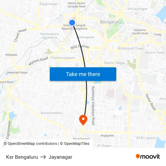 Ksr Bengaluru to Jayanagar map