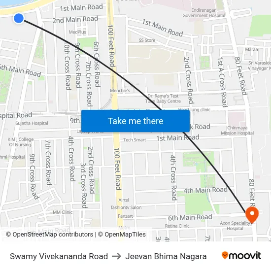 Swamy Vivekananda Road to Jeevan Bhima Nagara map