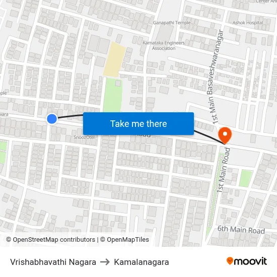 Vrishabhavathi Nagara to Kamalanagara map