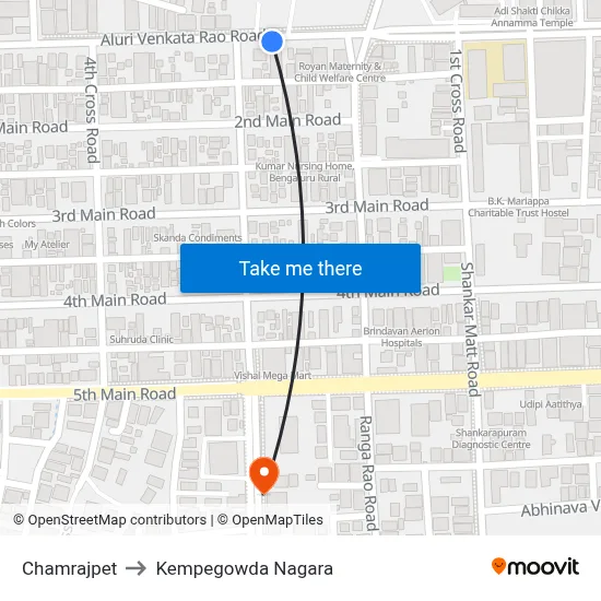 Chamrajpet to Kempegowda Nagara map