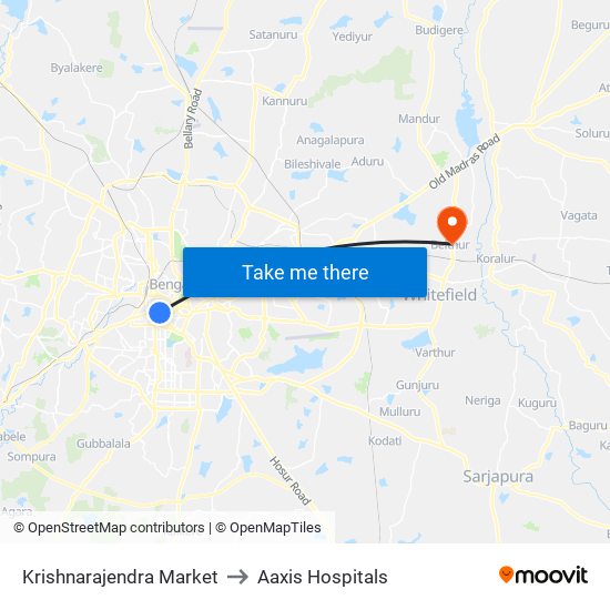 Krishnarajendra Market to Aaxis Hospitals map