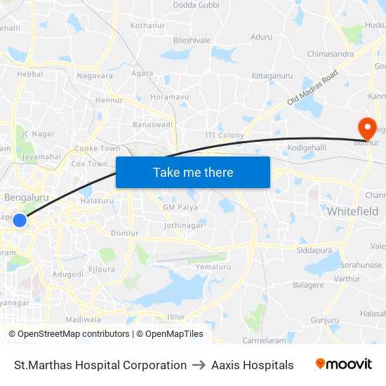 St.Marthas Hospital Corporation to Aaxis Hospitals map