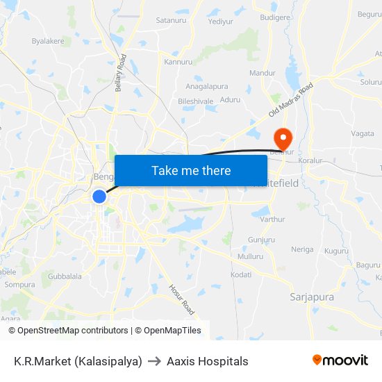 K.R.Market (Kalasipalya) to Aaxis Hospitals map