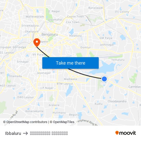 Ibbaluru to विक्टोरिया हॉस्पिटल map