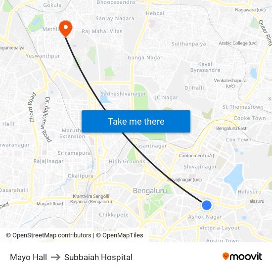 Mayo Hall to Subbaiah Hospital map